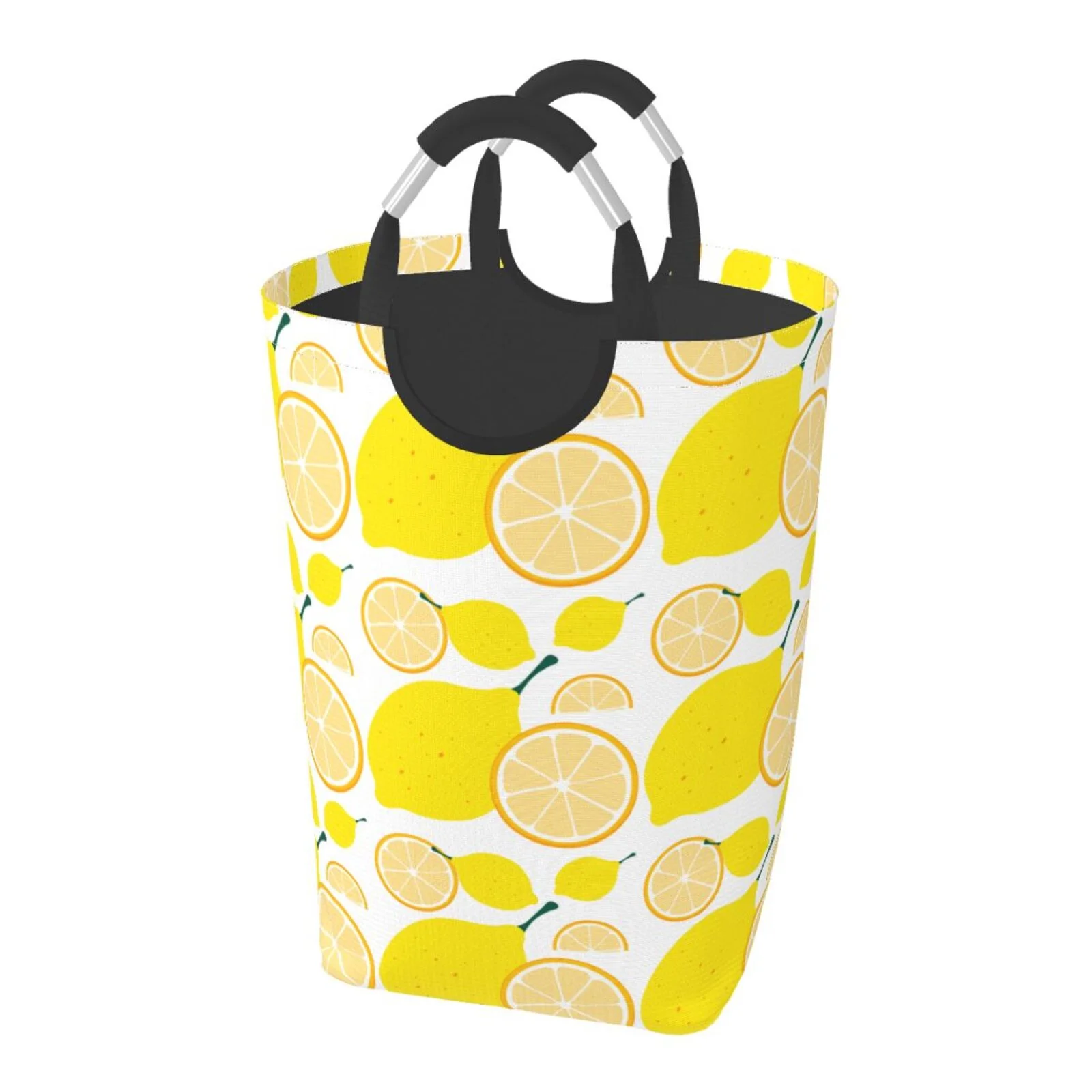 LNWH Fruit Lemon Print Art Pattern Laundry Basket, 50L Large Capacity Foldable Laundry Hamper
