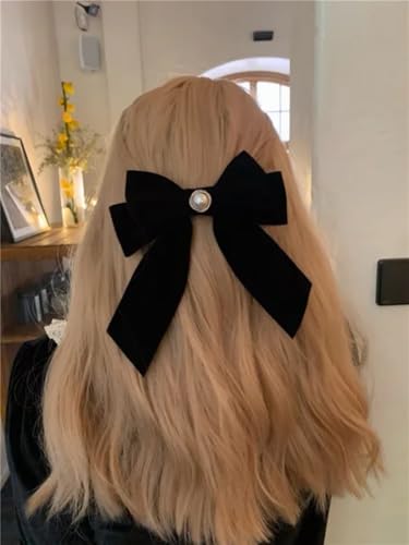 Large Velvet Hair Bow Clip with Metal Rose Accent, Pack of 2, Red