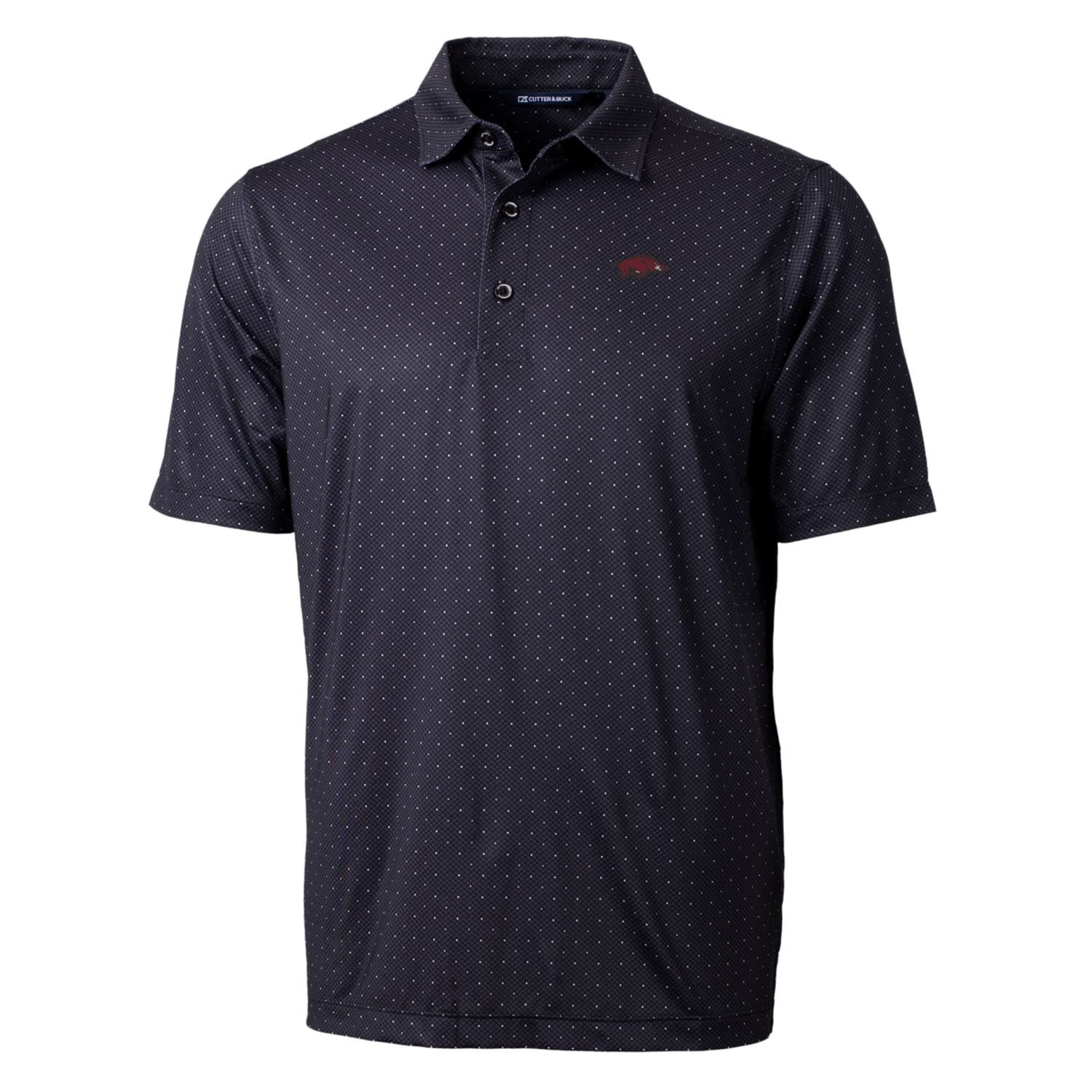 Men's Cutter & Buck Black Arkansas Razorbacks Pike Double Dot Print Stretch Polo