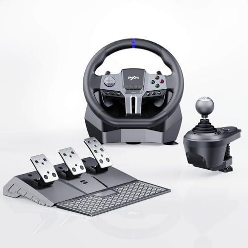 PXN - V9 Gen2 Racing Wheel - 270&900° Car Sim, 3 Pedals, H Shifter, APP Support, Vibration Feedback - Gaming Steering Wheel for PC, PS3, PS4, Xbox One, Xbox Series X/S