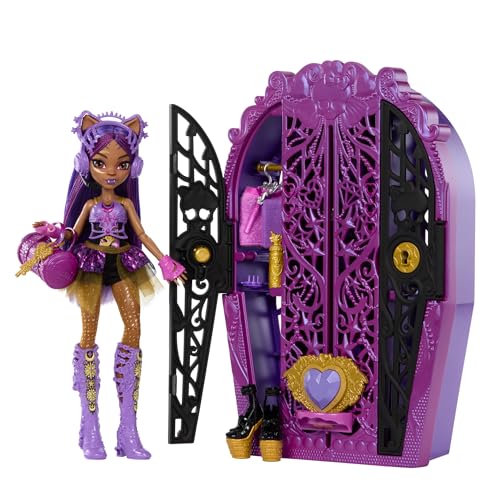 Monster High Skulltimate Secrets Neon Frights Doll & Accessories, Toralei Stripe with Dress-Up Locker & 19+ Surprises