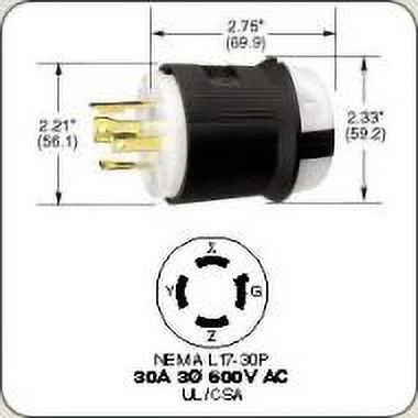 Hubbell HBL2741 Wiring Devices Connector, Power ENTRY, Plug, 30A