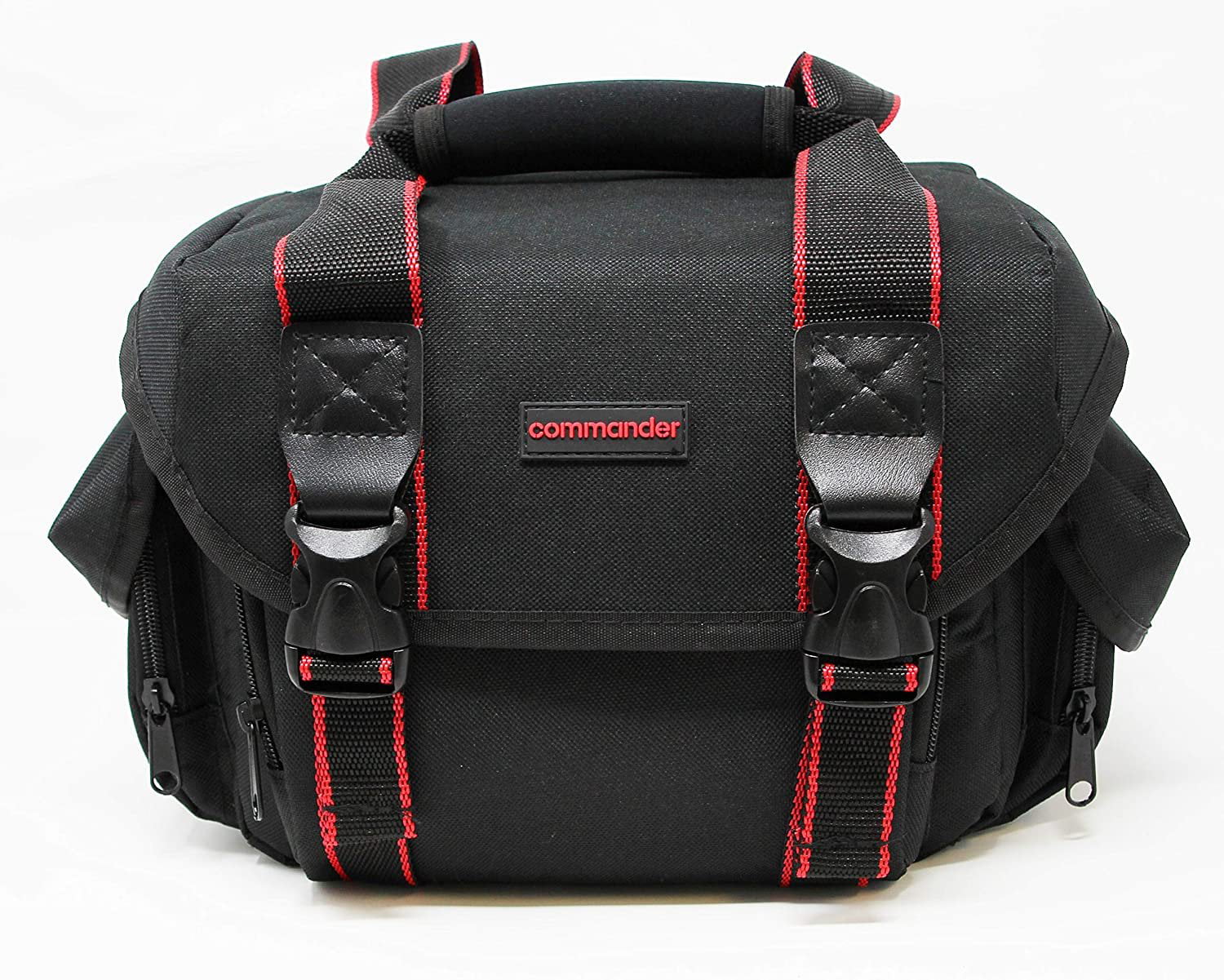 Commander Optics Large Universal DSLR Camera Case Gadget Bag - 11 x 7 x 7 Inches, Black/Red