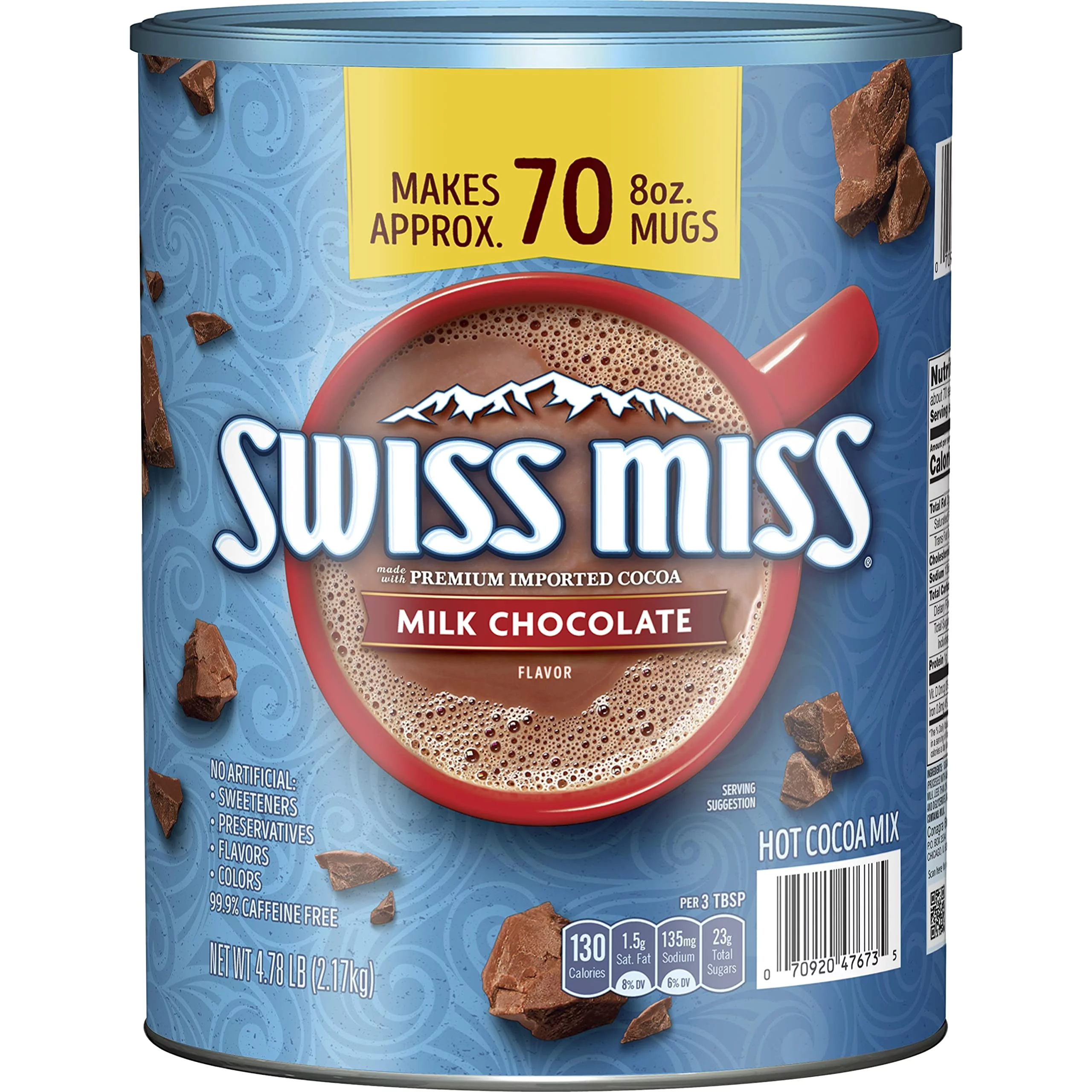 Swiss Miss Milk Chocolate Flavor Hot Cocoa Mix Canister, 76.55 Oz.