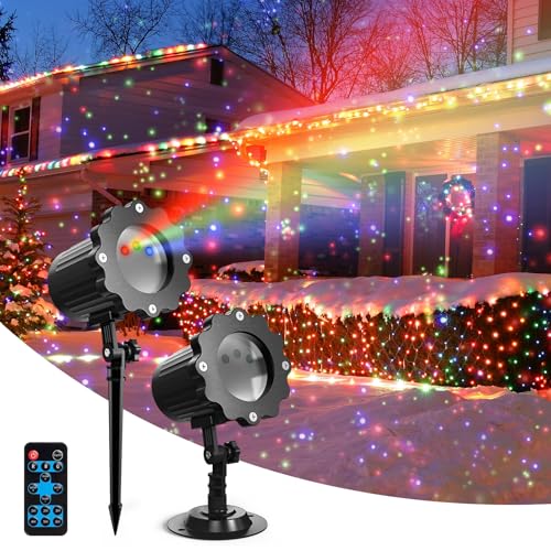 JACKYLED Halloween Christmas Projector Light, Outdoor 2-in-1 HD Holiday Projector Light Outdoor with Remote Control, Timers, IP65 Waterproof (12 Slides, 10 Colors)