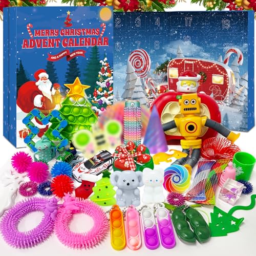 Fidget Advent Calendar 2025, 24 Days of Surprises Fidget Toys, Christmas Countdown Advent Calendars for Kids& Party Favor Christmas Gifts Stocking Stuffers Gifts(35-40pc)