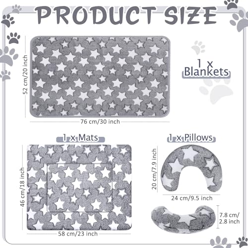 Namalu Christmas Pet Bed Mats with Puppy Dog Blankets and Pillows for Cats Puppy Bed Warm Sleep Mat Fleece Blanket Fluffy Pet Calming Toy Half Donut U Shaped Neck Pillow for Small Dogs and Cats