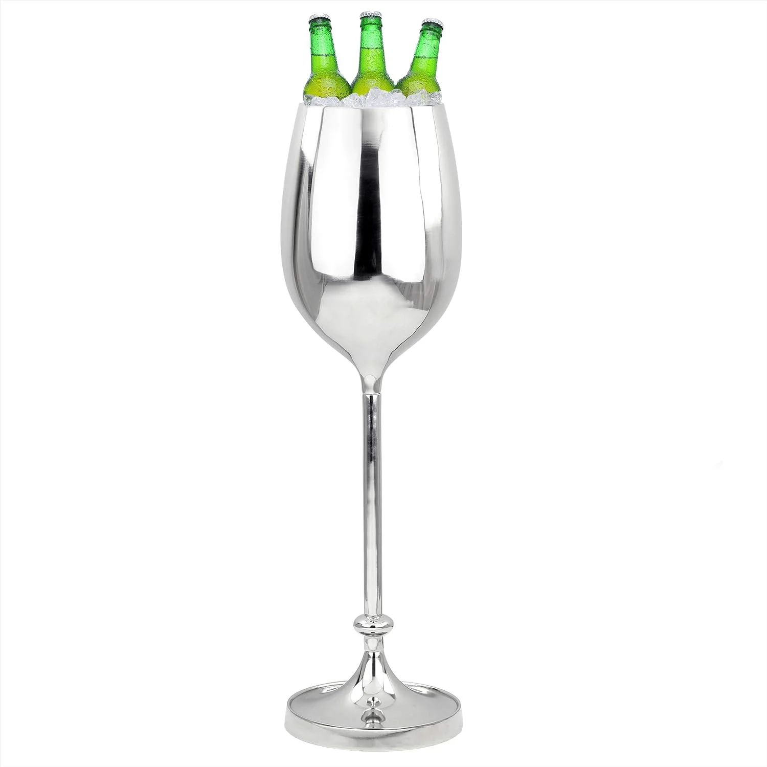 Large Champagne Glass Premium Aluminum Standing Plated Wine Chiller | Wine Coolers & Cellar With Ice Bucket | Kitchen & Bar Wares |