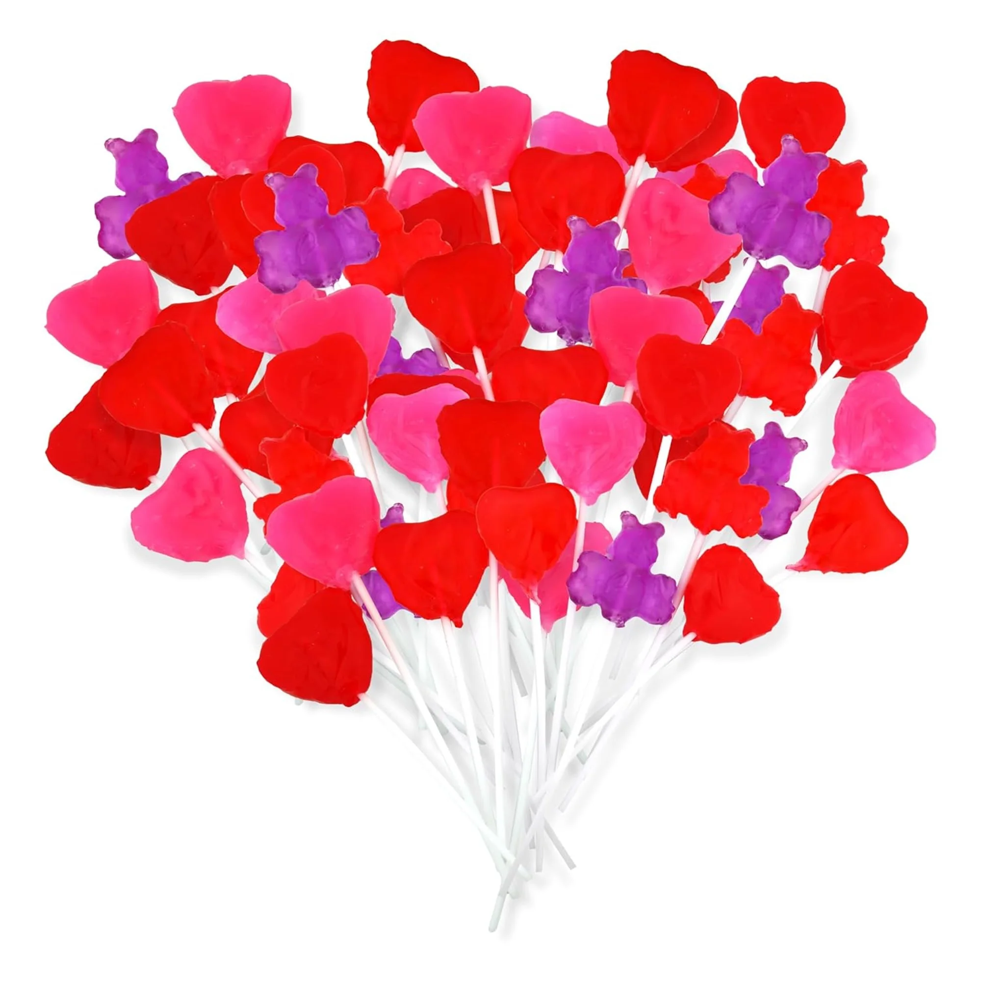 Valentines Day Bulk Heart Lollipops, Case of 12 Bouquets, 1.98 Ounces per Lollipop