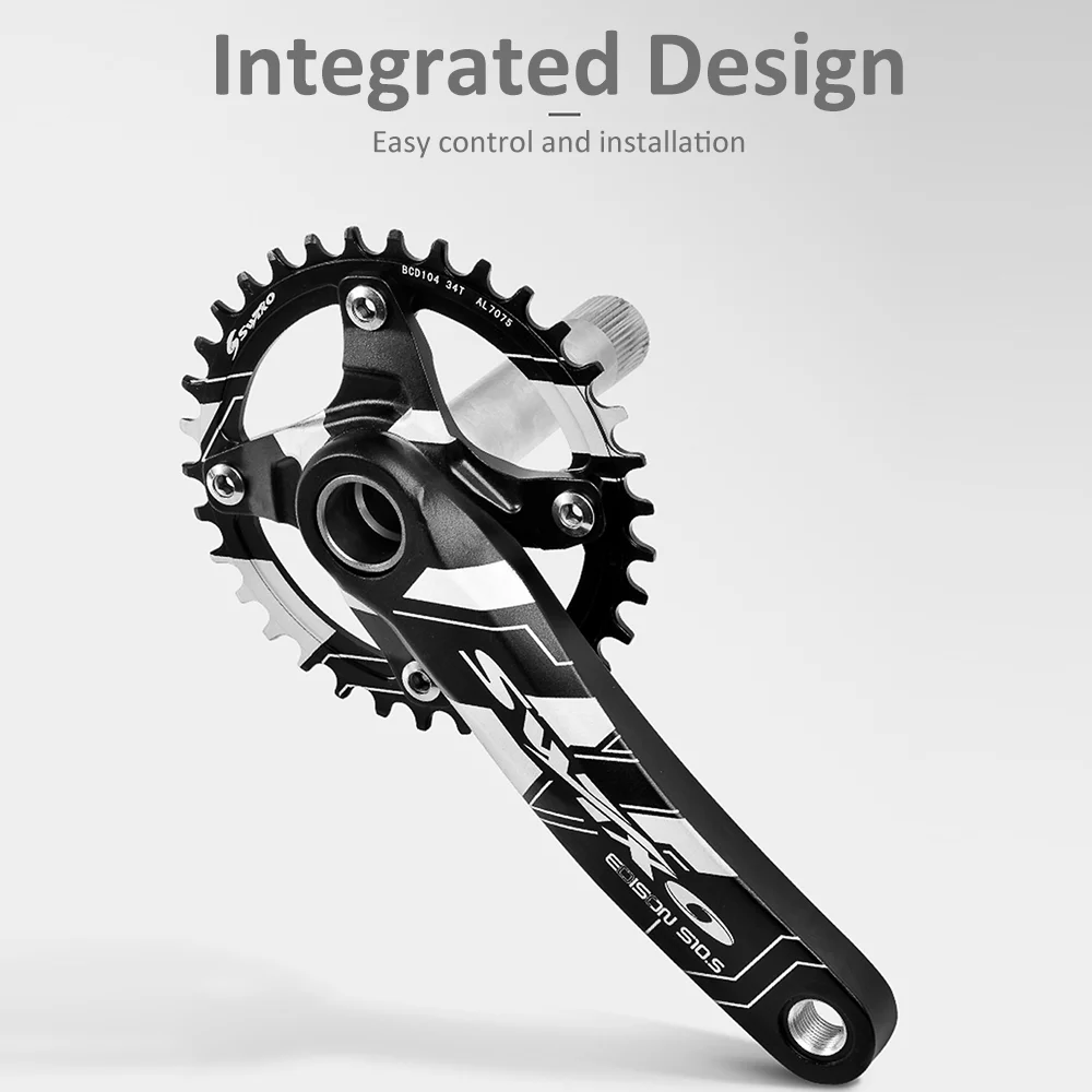 SWTXO MTB Mountain Bike Crankset 170mm 104 BCD with 34T/36T Chainring Bottom Bracket Crank Arm Set