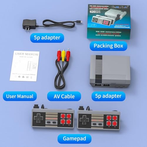 Retro Game Console,Classic Mini Handheld Video Game Console Built-in 620 Classic Edition Games, AV Output and Dual Game Controllers