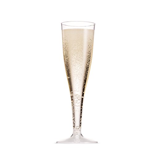 Munfix 50 Pack Gold Rimmed Plastic Champagne Flutes 5 Oz Clear Plastic Toasting Glasses Fancy Disposable Wedding Party Cocktail Cups with Gold Rim