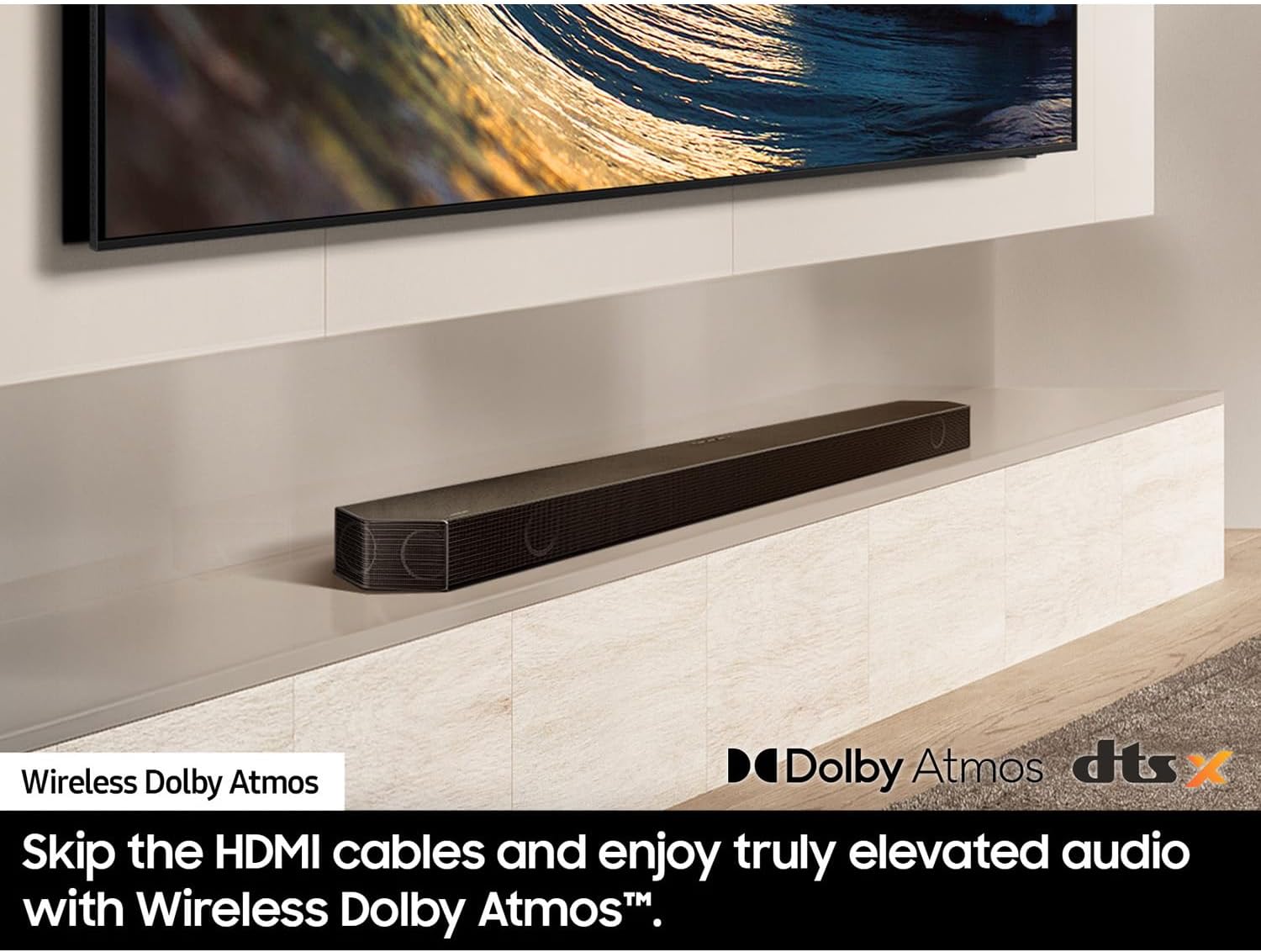 SAMSUNG Q990D 11.1.4ch Soundbar w/Rear Speaker, Wireless Dolby Atmos Audio, Q-Symphony, SpaceFit Sound Pro, Adaptive Sound HW-Q990D/ZA (2024 Model) Bundle with CPS 1 YR Enhanced Protection Pack