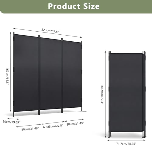 JAXPETY Room Divider Panel 6Ft Privacy Screen Wall Dividers for Room Separation Flexible Partition Folding Portable Room Partition for Office 88