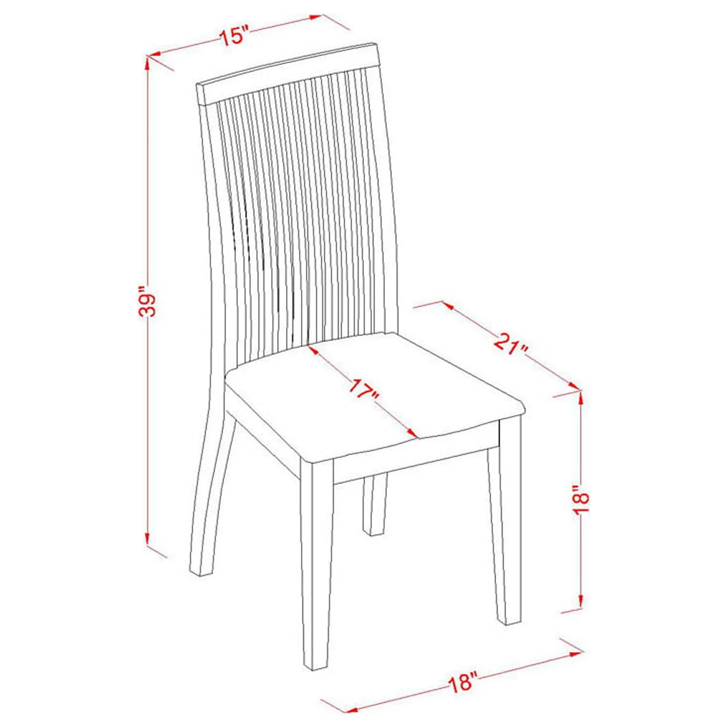 East West Furniture Ipswich Wood Dining Chairs in Linen White (Set of 2)