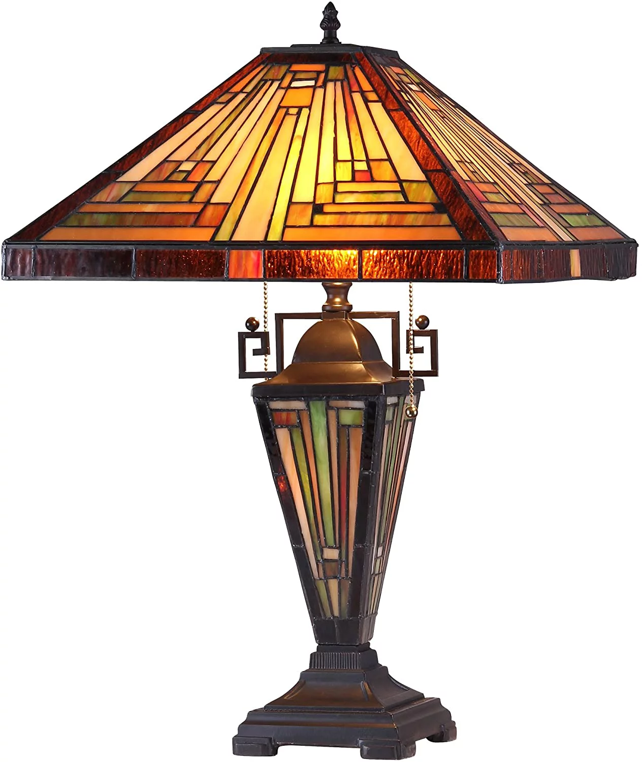 RADIANCE Goods Tiffany-Style 3 Light Mission Double Lit Table Lamp 16