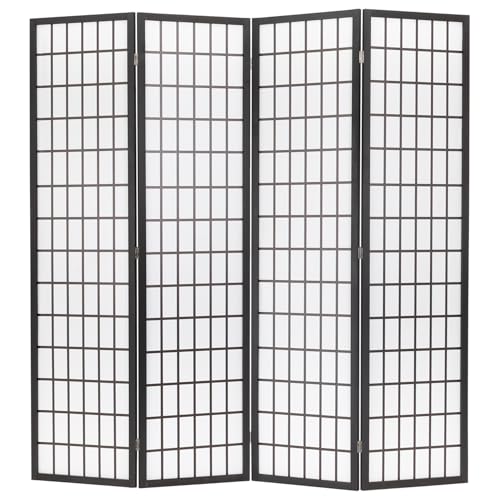 4 Panel Room Screen Divider Wooden Room Divider Folding Portable Partition Screen with Removable Storage Shelves for Home Office (White)