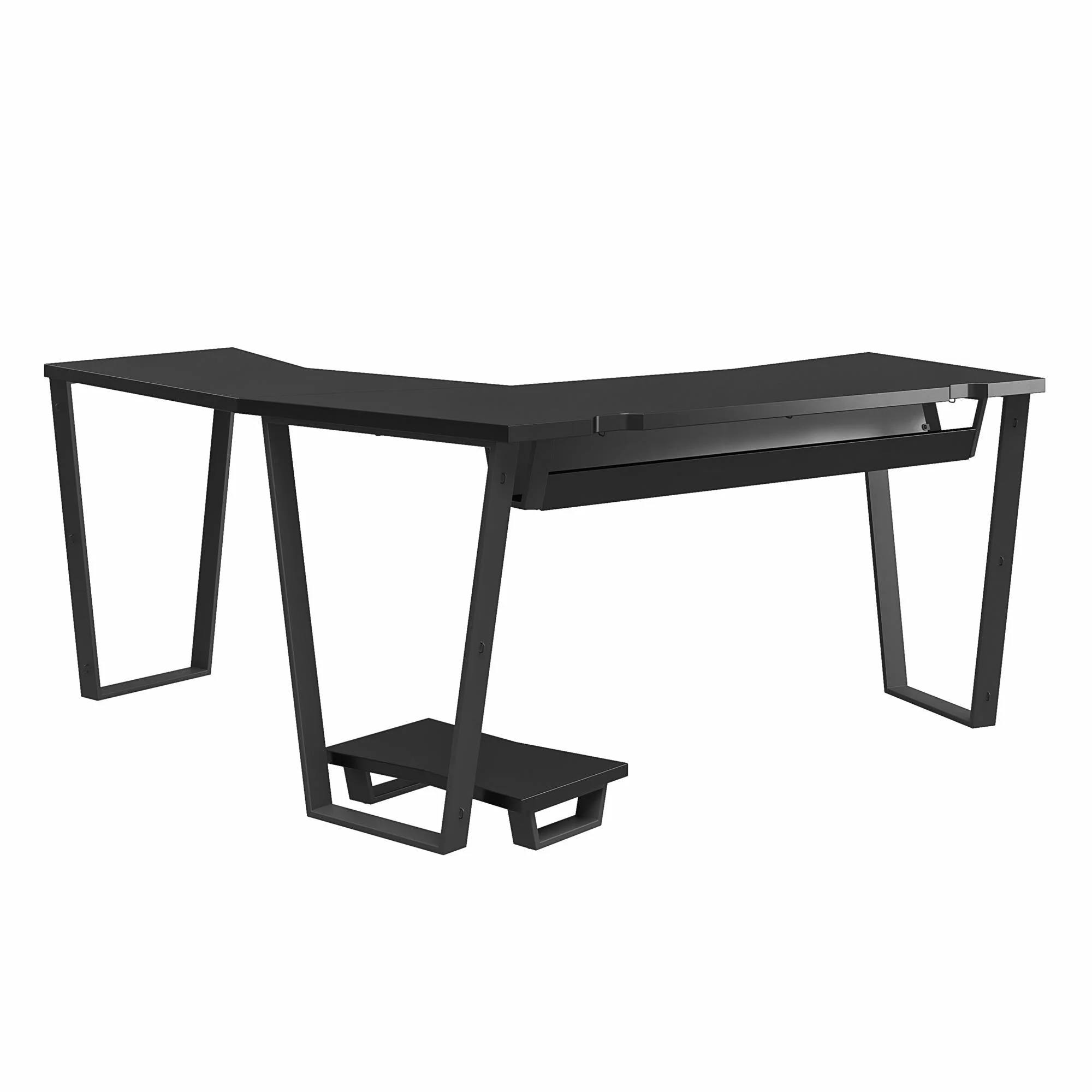 NTense Maxed Gaming L Desk with CPU Stand, Black