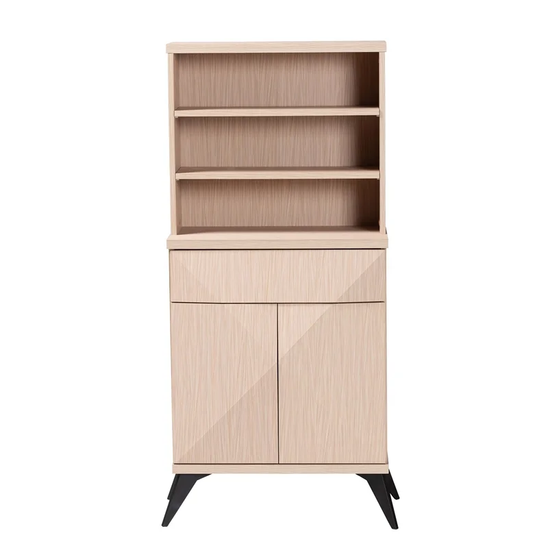 Baxton Studio Draper Two-Tone Light Brown and Black Wood Kitchen Cabinet