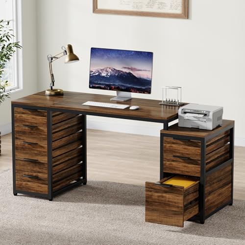Tribesigns Computer Desk with 8 Drawers, 63