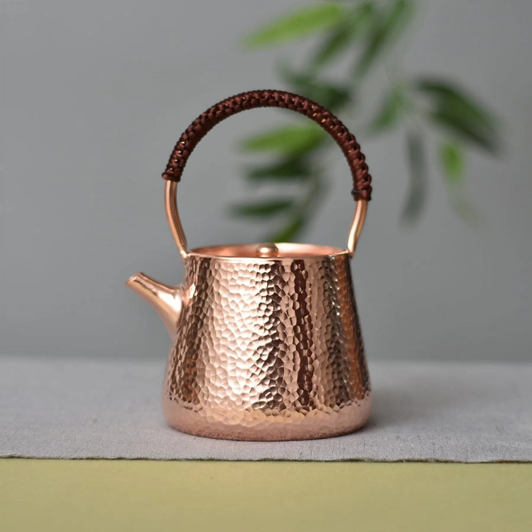 Wollet Hand-made Small Pure Copper Teapot, 15OZ, Lifting Beam Teapot Thickened Small Copper Pot Kung Fu Tea Set