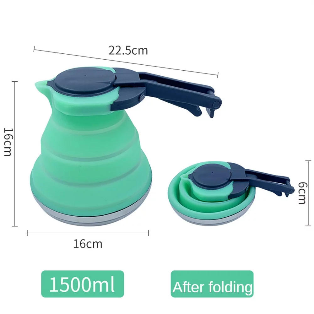 Foldable Silicone Kettle – Portable Teapot for Travel & Home – 1.5L Capacity – High Quality Camping Water Boiler