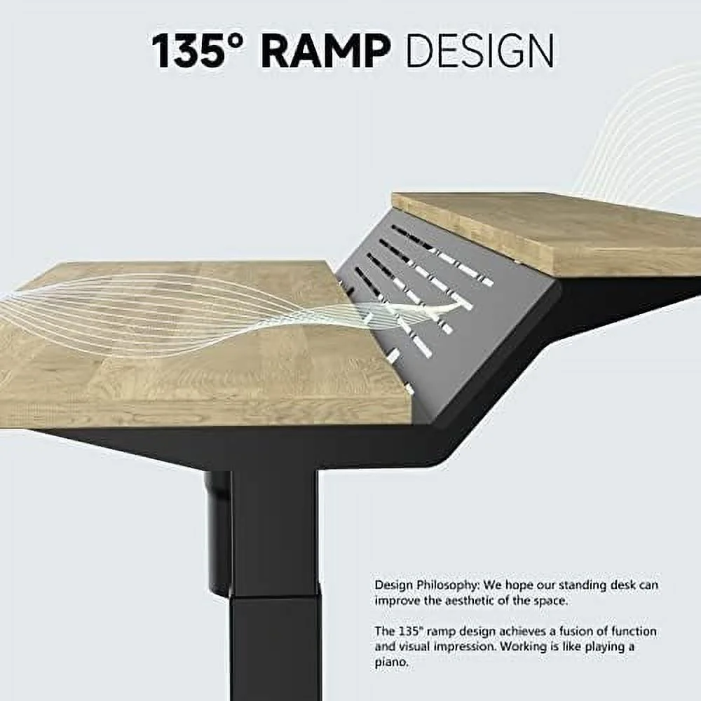 HJZBNONE Standing Desk 55x24 Inches Electric Height Adjustable Stand up Desk 2 Tier Sit Stand Home Office Desk Memory Computer Standing Table Ergonomic Workstation