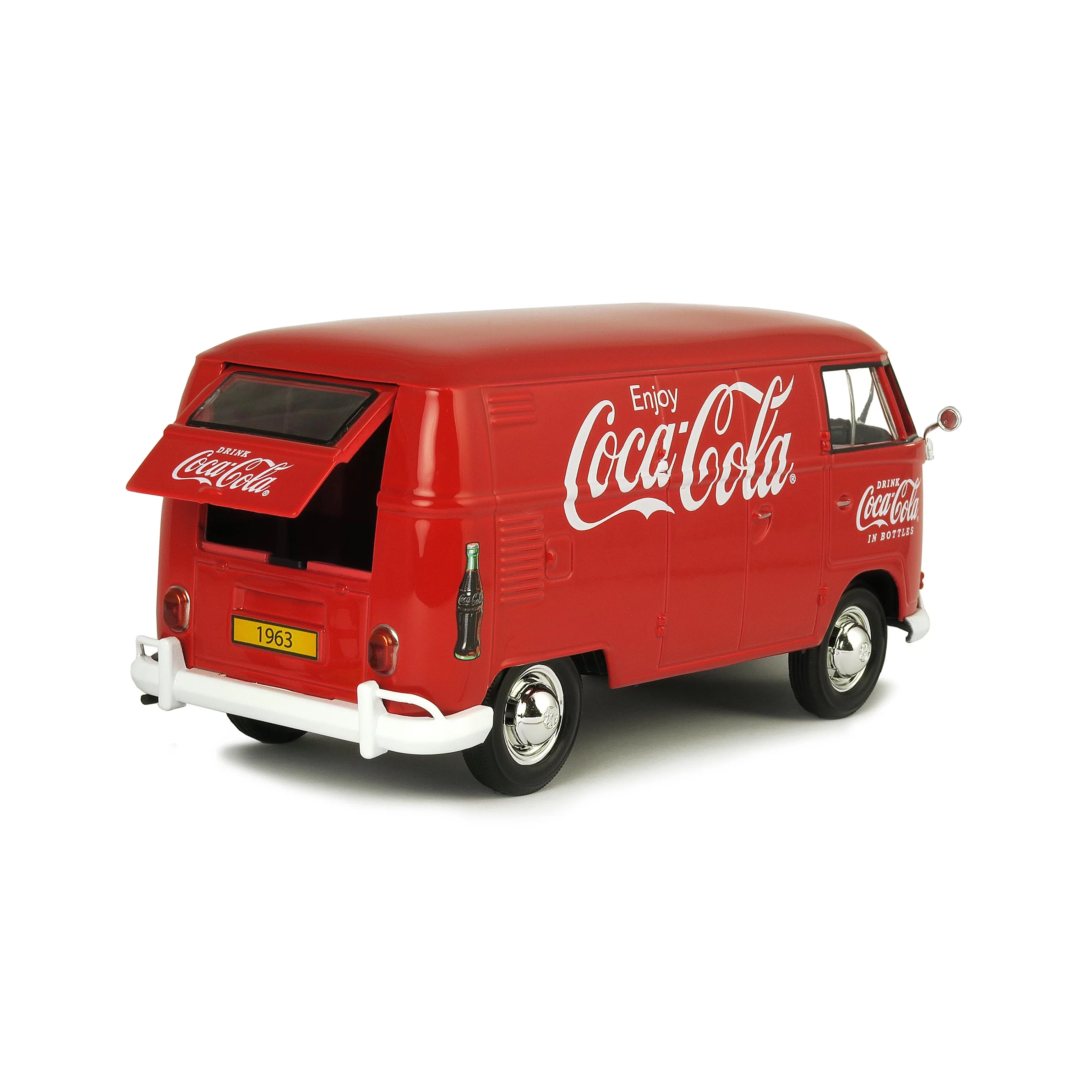 Coca-Cola 1/24 Scale 1963 Volkswagen T1 Diecast Cargo Van with New Delivery Driver, Handcart & 2 Bottle Cases (Collectible Toy Vehicle)