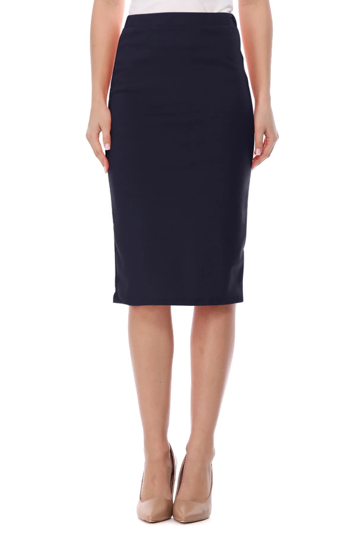 Women's High Waist Stretch Pull On Casual Office Soft Pencil Midi Skirt (Pack of 2)
