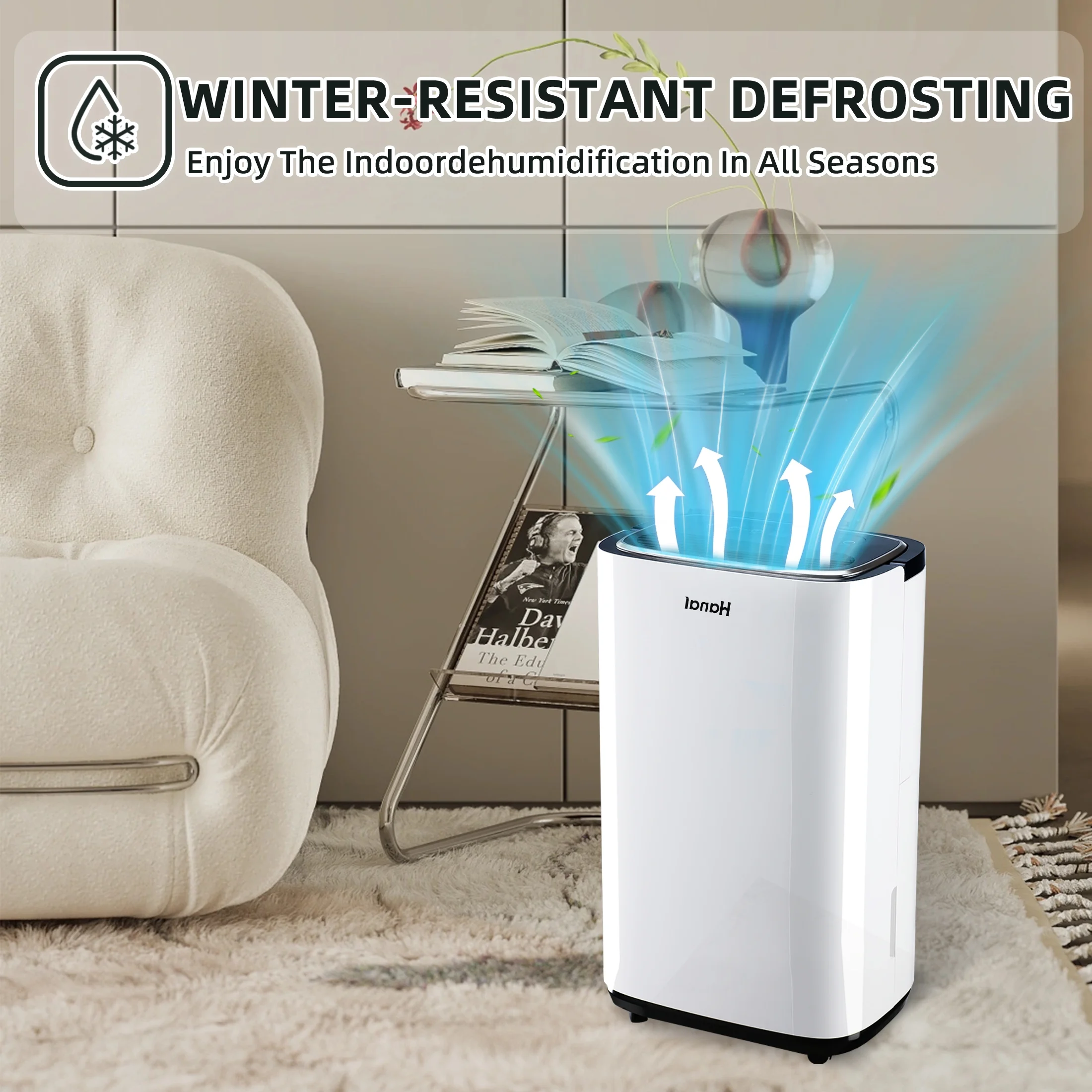 WANAI Dehumidifier,22 Pints Protable Dehumidifier for Basement and Home with Drain Hose,Max Moisture Removal 30 Pints (95 