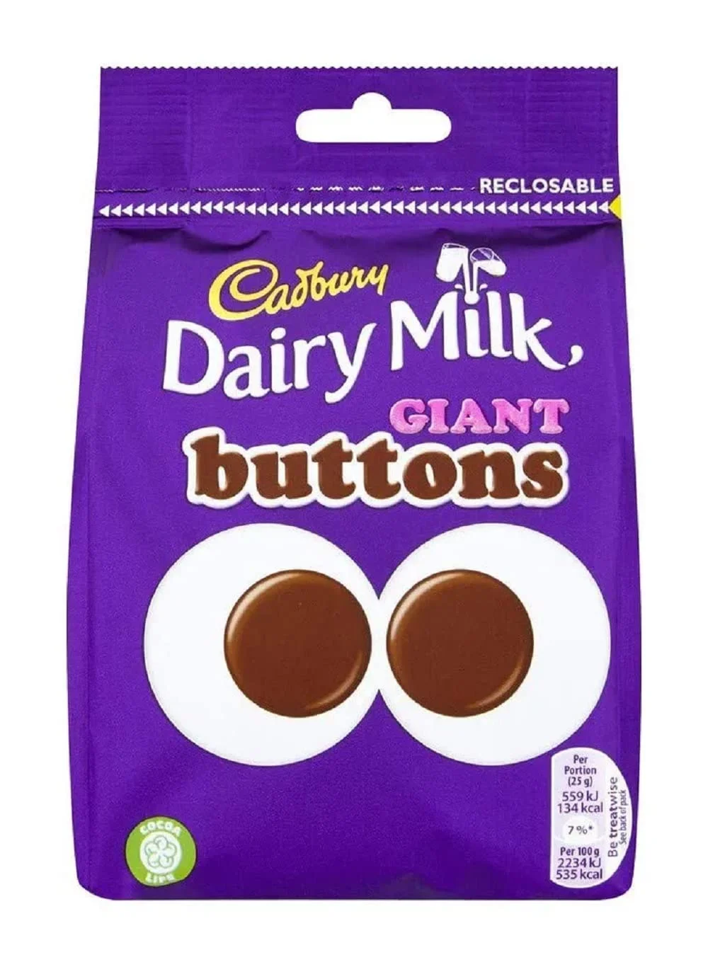 Cadbury Dairy Milk Giant Buttons Chocolate Bag 119G (Full Box Of 10)