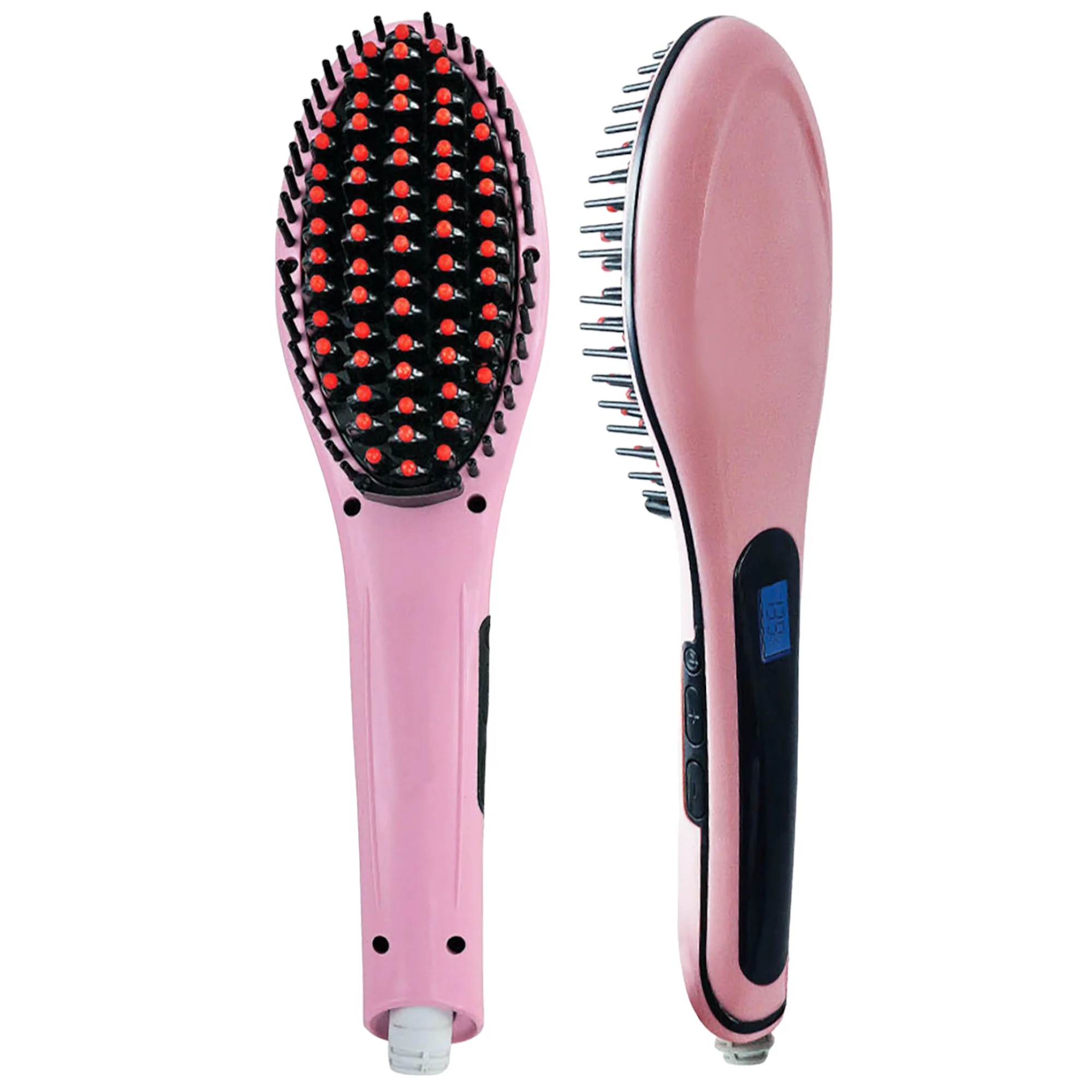 Grand Innovations Spa Professional Hair Straightener, Detangler Brush for Salons Home Ceramic Pink