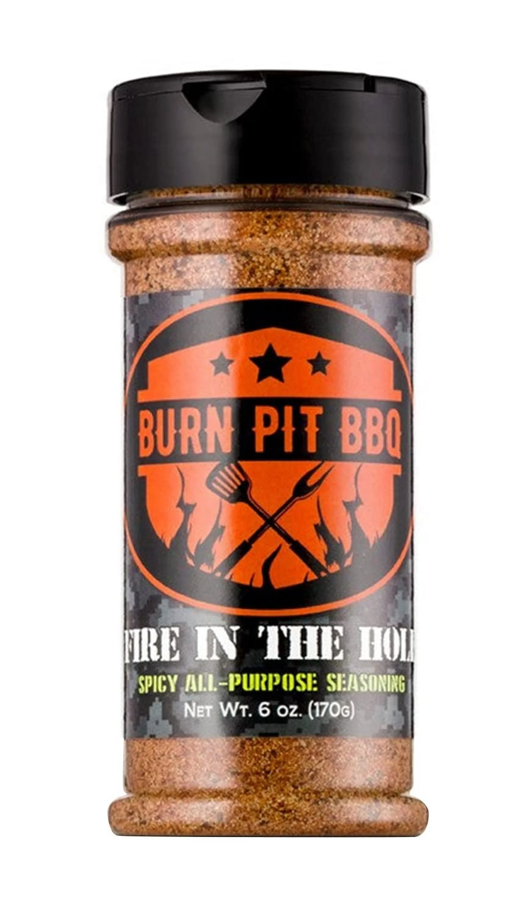 Burn Pit BBQ Fire In The Hole Spicy All-Purpose Seasoning - BBQ Rub for Brisket, Steak, Burgers & Poultry - All-Natural, Gluten-Free, Non-GMO and No MSG - Veteran Owned - 6 oz (170g)
