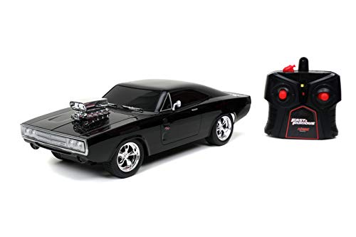 Jada Toys Fast & Furious 1:16 1970 Dodge Charger RT Remote Control Car 2.4 GHz Black, Toys for Kids and Adults, glossy black (97584)