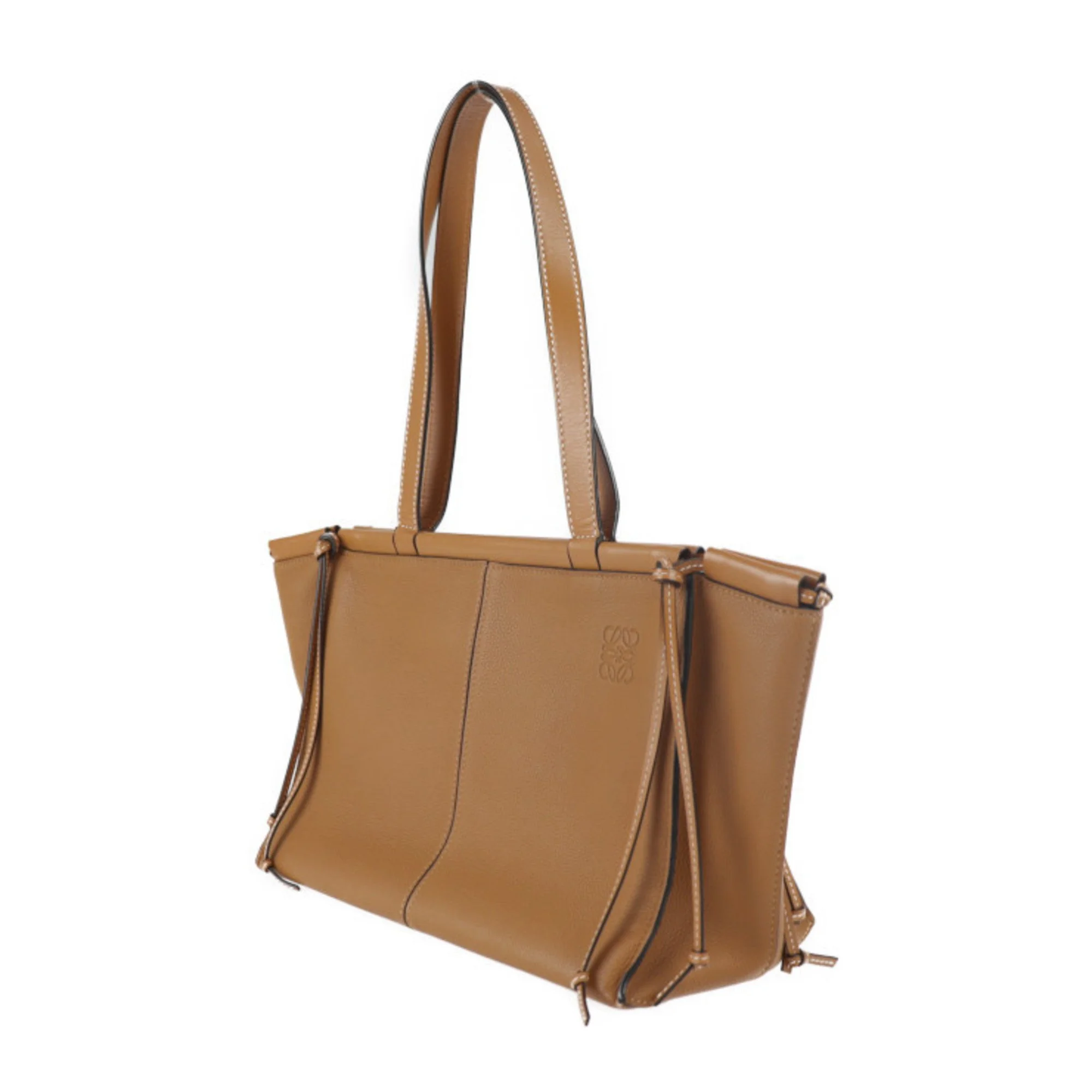 Pre-Owned LOEWE Loewe Cushion Tote Small Bag 309.12AA93 Calf Leather Camel Brown Shoulder (Good)