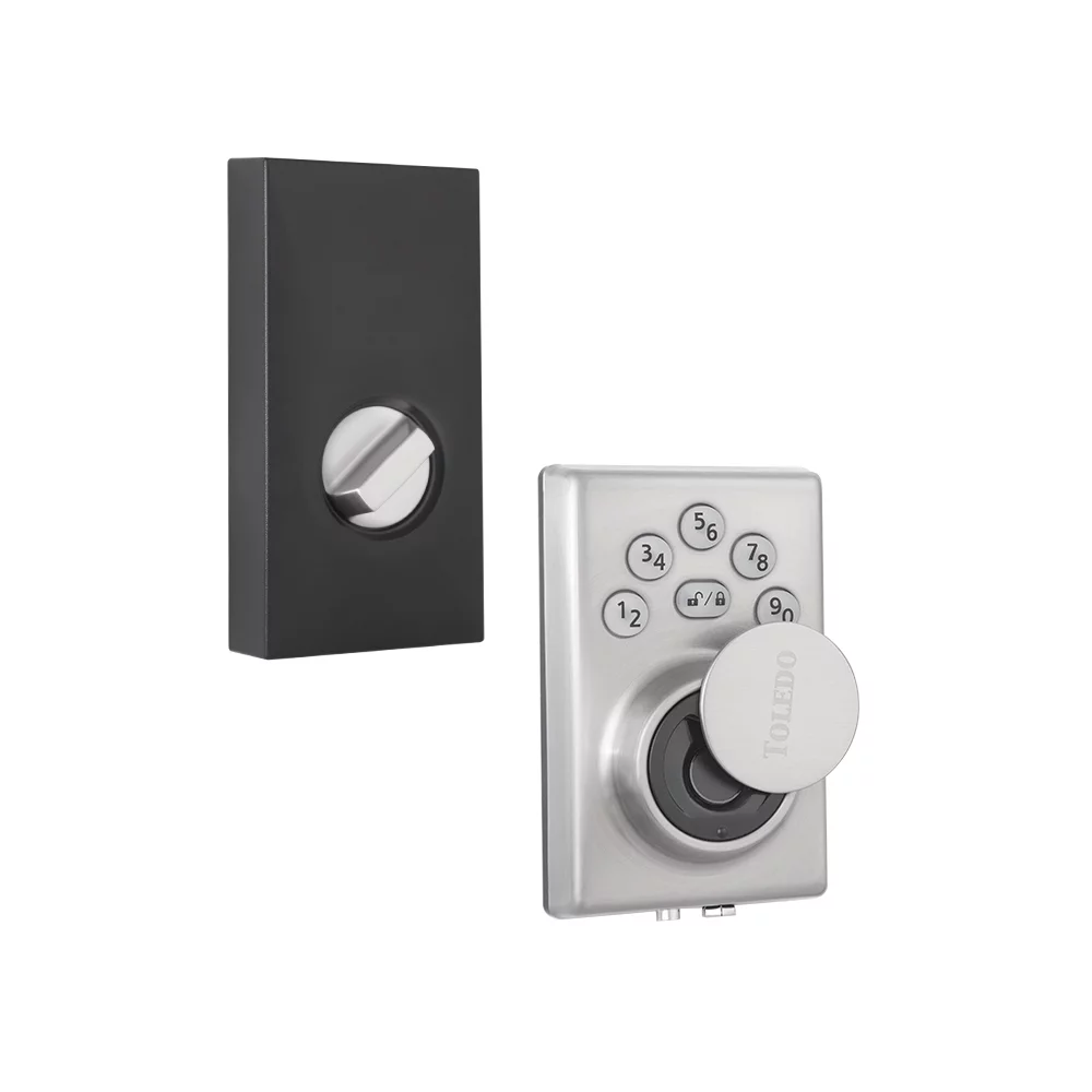Toledo Electronic Biometric Dedbolt Lock in Satin Stainless Steel