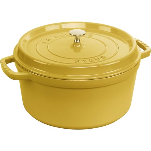 STAUB Cast Iron Dutch Oven 5.5-qt Round Cocotte, Made in France, Serves 5-6, Black Matte