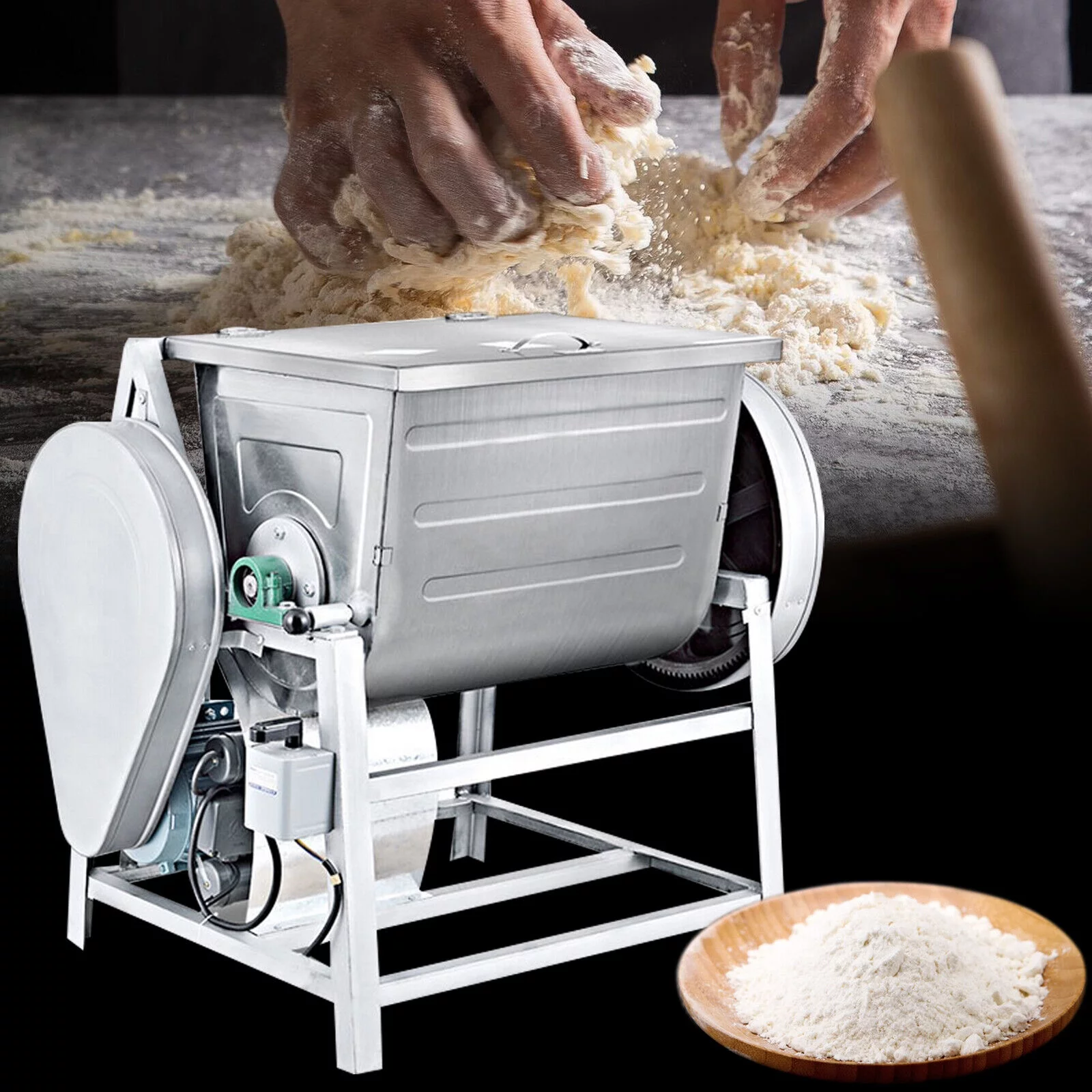 ZhdnBhnos 30QT 15KG Commercial Electric Dough Mixer Dough Mixing Kneading Machine Kitchen Equipment Heavy Duty 110V