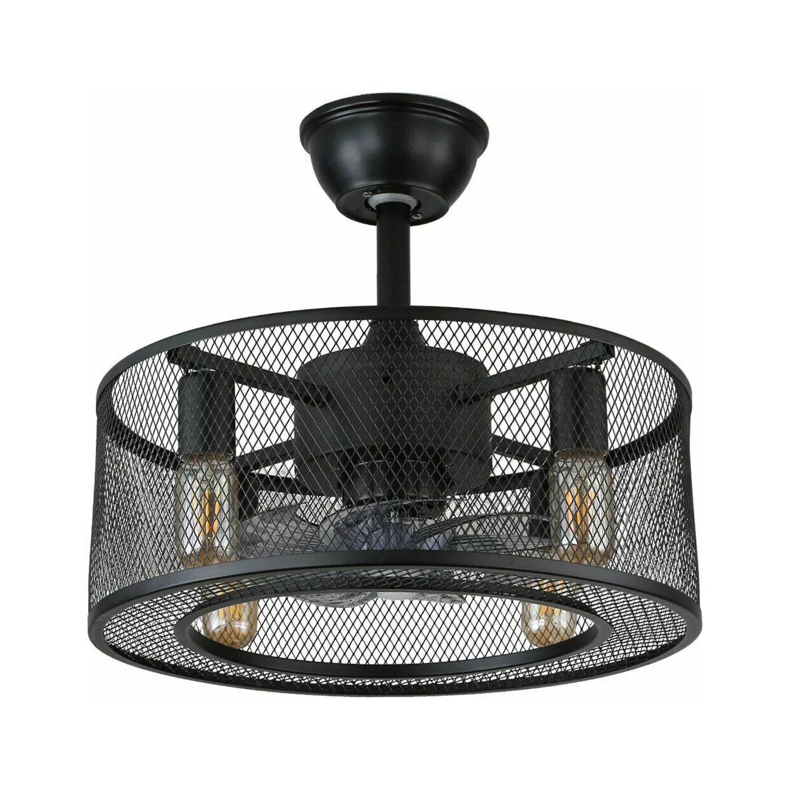 CNCEST Ceiling Fan Light 18In Caged 3 Speeds Industrial Ceiling Fan Lights with Remote