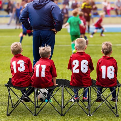Folding Soccer Team Bench Seat Portable Sports Team Bench Unfolded Sideline Chair Playing Field Bleachers for Football Outdoor Sports Events with Storage Bag, No Assembly(6 Seats)