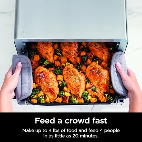 Ninja Digital Air Fry Countertop Oven, 8-in-1 Functionality, 1800W, Flip-Up Design, XL Capacity, Air Fry Basket, Wire Rack & Crumb Tray, Silver, SP101