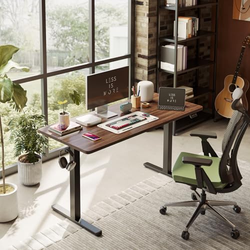 FEZIBO Electric Standing Desk Adjustable Height, 40 x 24 Inch Sit and Stand Desk, Home Office Desk, Ergonomic Workstation Computer Desk, Black Walnut