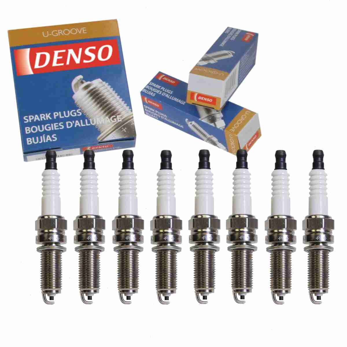 8 pc DENSO 3445 Standard U-Groove Spark Plugs for 132 159 00 03 132 159 01 03 132 159 02 03 XU22HDR9 Ignition Wire Secondary Fits select: 2015-2016 HONDA ACCORD, 2015 HONDA CIVIC