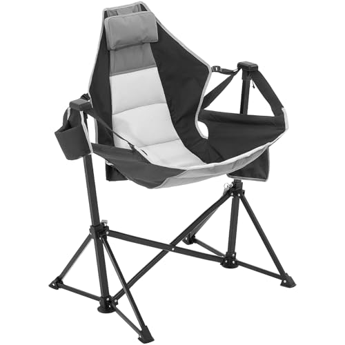 VEVOR Reclining Camping Chair, 300 lbs Load Camping Hammock Chair, Rocking Lounge Folding Chair with Cup Holder Storage Bag Headrest & Adjustable Backrest, for Camping and Other Outdoor Activities