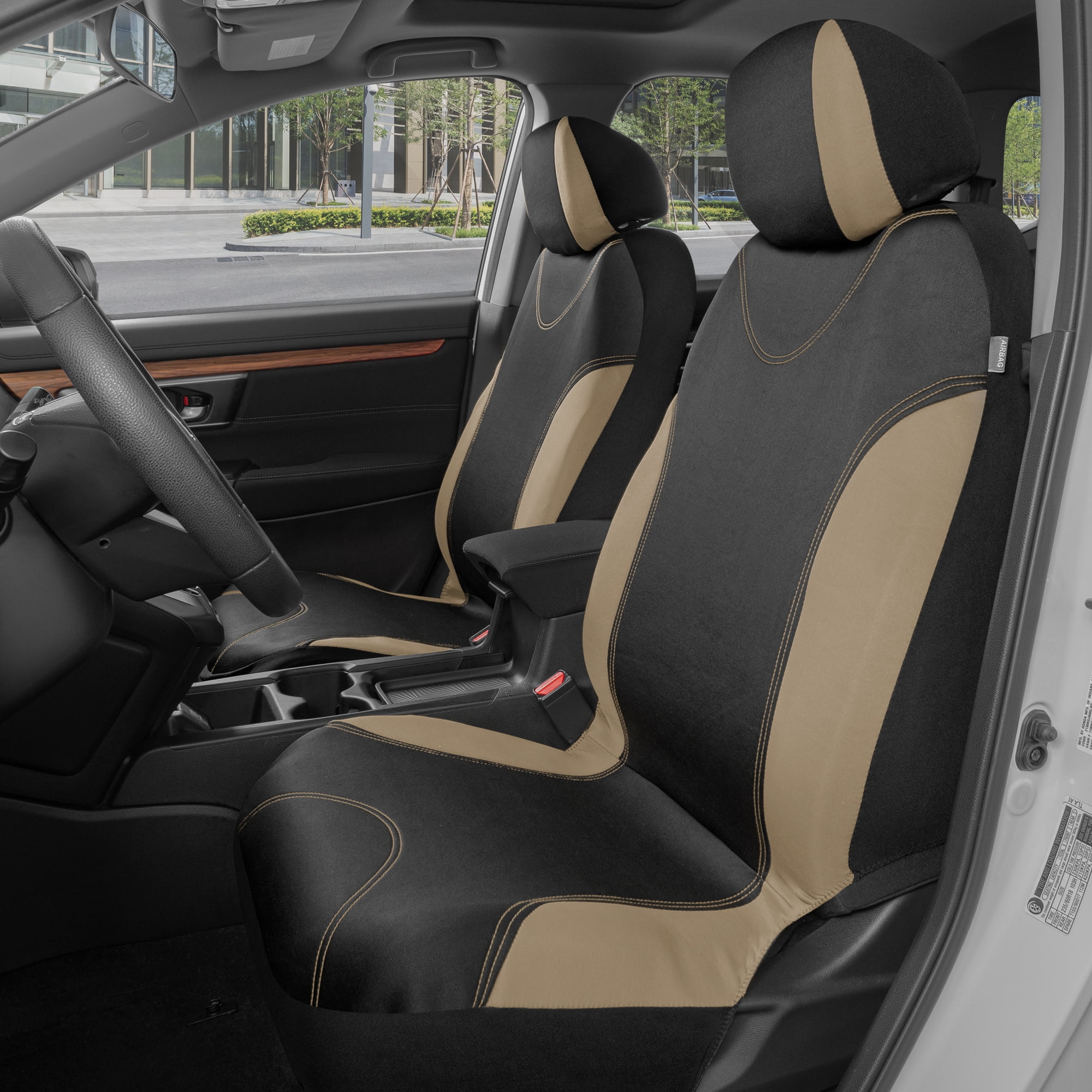 BDK Sleek and Stylish Car Seat Covers, Split Bench Option, 5 Headrests, Side Airbag Compatible