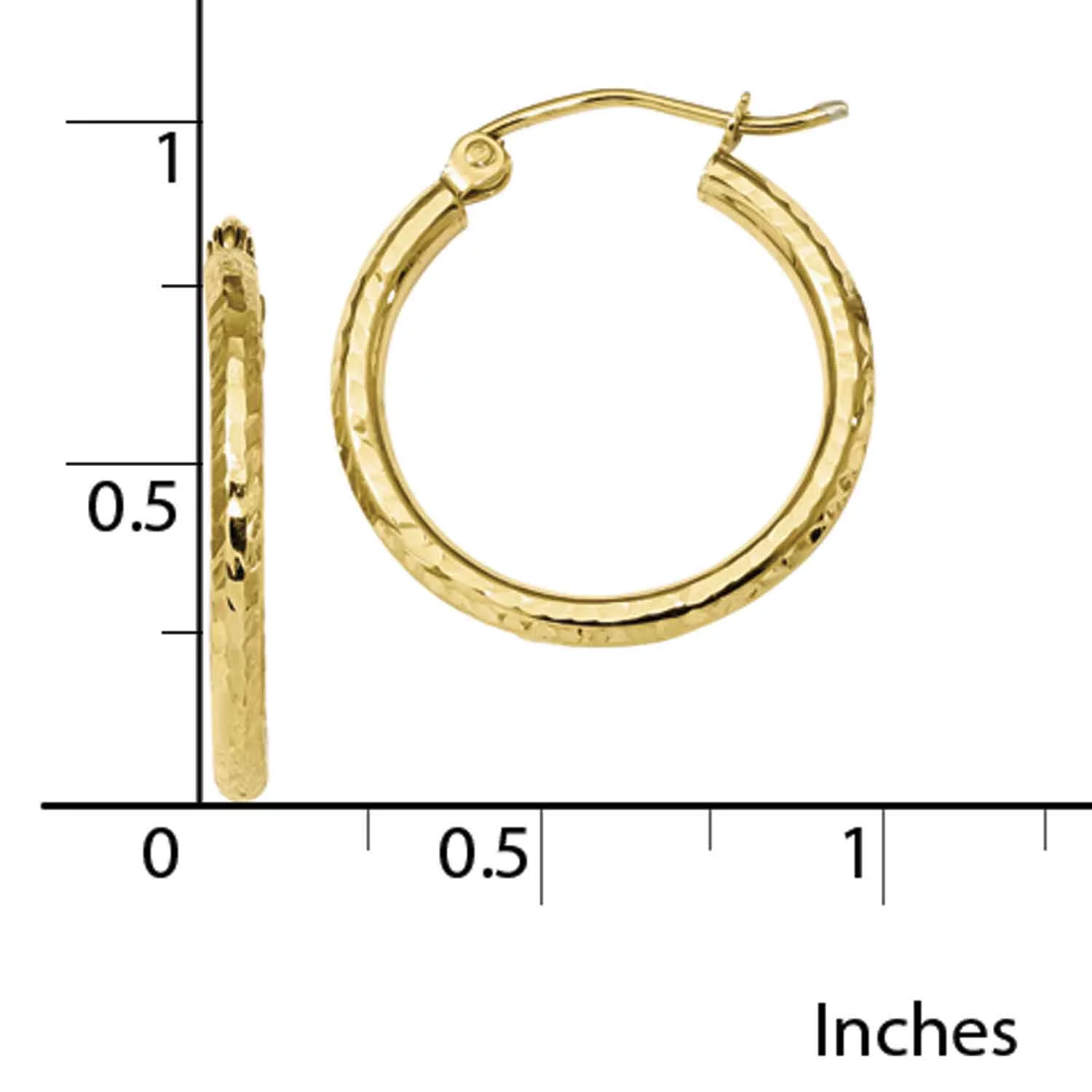 Primal Gold 10 Karat Yellow Gold Diamond-cut 2mm Round Tube Hoop Earrings