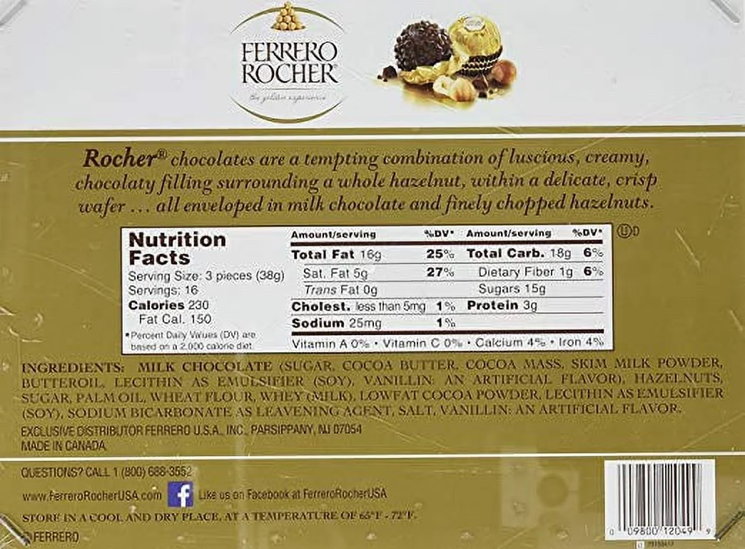 Ferrero Rocher Fine Hazelnut Chocolates - 48 Count (Pack of 2)