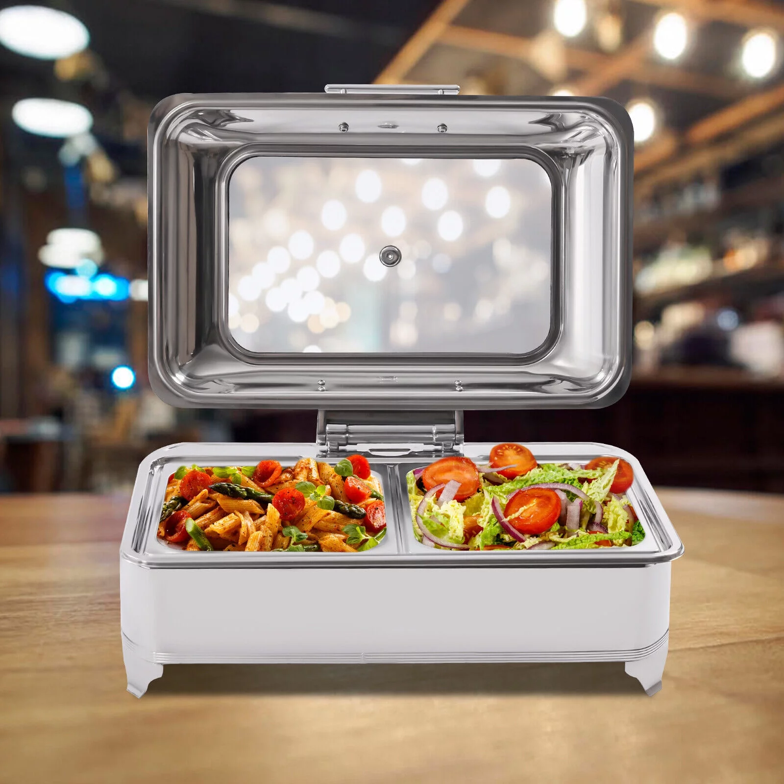 9L Electric Food Warmer W/ 2 Trays Countertop Buffet Server Heating Plate 45-80℃