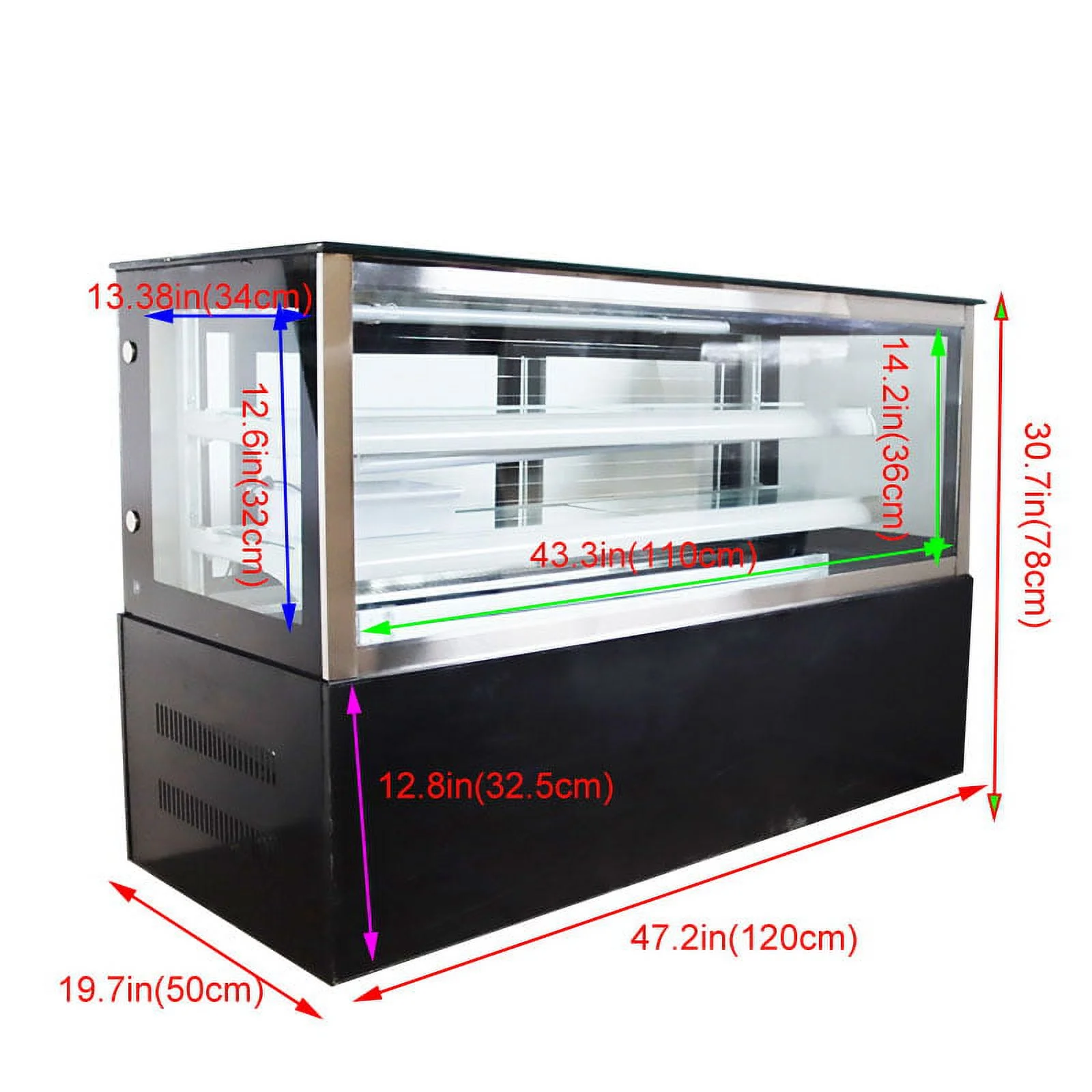 PreAsion Refrigerated Cake Display Cabinet Right Angle Bakery Showcase with Humidifying Function 220V