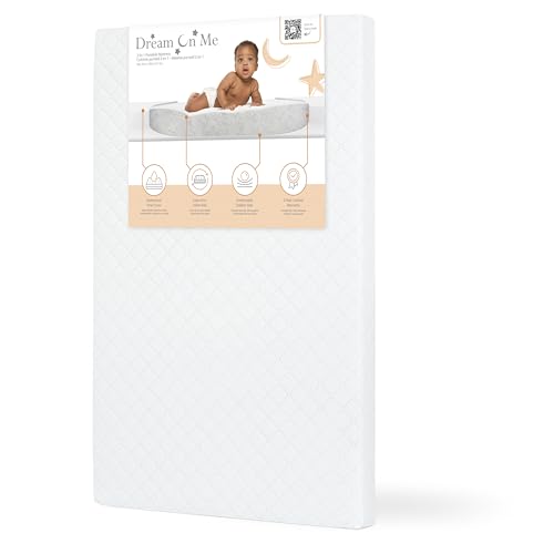 Dream On Me Holly 3” Fiber Baby Crib Mattress, Greenguard Gold and JPMA Certified, Fits All Portable & Mini Cribs, Waterproof Vinyl Cover